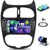 Motorsi [2G+64G] Auto Radio per Peugeot 206 1998-2016/ per Citroen C2 04-08 con CarPlay wireless e Android Auto, Display touchscreen da 7 pollici Autoradio, Navigazione GPS, WiFi, Bluetooth