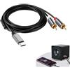 Qneneam Cavo USB C Maschio a 2 RCA Maschio, Adattatore USB C a 2 RCA con Chip DAC, per Audio Hi-Fi iPhone 15 iPad MacBook Samsung Galaxy Huawei Laptop Soundbar Amplificatori Sistemi Hi-Fi TV e Subwoofer, 2M