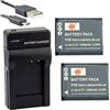 DSTE D-LI88 Li-ion Batteria (2-Pacco) e Caricabatterie USB per Pentax Optio H90, P70, P80, W90, WS80