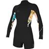 O'Neill Wms Bahia 2/1 Back Zip L/S Spring Black/Mikah Floral, 8