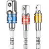 Fwobumy Set di 3 adattatori per bussole, adattatore per portabussole per trapani e avvitatori a impulsi, attacco quadro da 1/4, 3/8, 1/2, acciaio al cromo vanadio (Cr-V), prolunga per mandrino per chiavi