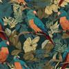 ANLIKY-Pro Carta da Parati Verde Scuro Vintage Giungla Tropicale Pappagalli Fiori Autoadesiva 44x500cm,per Pareti Soggiorno Camera Letto Cucina Bagno Mobili