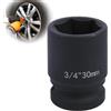 Sunkoo Bussola a impatto profonda a 6 punti, attacco da 3/4, 30 mm, in acciaio al cromo molibdeno, antiruggine, metrica, esagonale, per riparazioni auto e avvitatore a percussione
