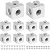 DBREAKS 10 pezzi 40x40 connettori angolari 3-Way Corner Cube, Profilo in alluminio 40x40 Accessori con viti e dadi, supporto angolare 3D per profilo estruso, argento