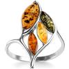 Designer Inspirations Boutique Anello in argento sterling con ambra tricolore - Pietre multicolori gialle, verdi, arancioni - misure disponibili da 19 a 1, Metallo Gemma, Ambra
