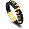 Bandmax Bracciale Uomo Pelle Cuoio Intrecciata con Chiusura Magnetica in Acciaio Inossidabile, Argento/Oro/Nero Braccialetto Uomo Personalizzato con Bussola Vichingo, Idee Regalo Uomo Papà Ragazzo