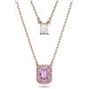 Swarovski Collana a fili fissi Millenia, Taglio ottagonale, Placcato color oro rosa