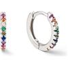 SINGULARU - Orecchini Cerchio Colors. Argento Sterling con Placcatura Rodio e Zirconi. Chiusura Congo. Gioielli da Donna