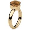 Qudo Firenze Anello in acciaio inossidabile color oro con pietra topazio fumè (marrone), 58, Acciaio inossidabile, Cristallo