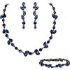 EVER FAITH Set di Gioielli in Cristalli per la Sposa, splendido di Orecchini da Donna Zaffiro Blu Nero-Fondo con Strass Foglia Collana Dangle