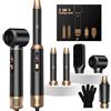 UKLISS Spazzola Asciugacapelli 5 in 1, Hair Styler Set con Fono Capelli Professionale, Spazzola per Capelli Ricci, Piastra Frisè per Capelli, Spazzola Rotonda, Spazzola ad Aria Calda per Donne - Nero