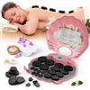 GJCrafts Kit per massaggio con pietre calde di basalto e custodia riscaldante portatile, 3 livelli di calore terapeutico con timer per uso domestico, massaggio, spa, relax, 20 pezzi