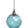XIRYTU-H 20cm Lampada a Sospensione Sferica in Vetro Industriale D'epoca, Lampadario da Soffitto E27, Finitura Oro e Paralume in Vetro Ondulato, Plafoniera Per Sala da Pranzo (Blu azzurro, 20cm)