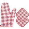 HW CASA Set di 1 guanto da forno + 2 presine resistenti al calore (1200°C) - ignifughi - Cotone naturale e materiali atossici - Protezione avanzata per cucina e forno rosso