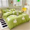 Koudi Biancheria da letto per bambina 155x220 Verde Bianco motivo lepre Biancheria da letto per bambini Microfibra motivo coniglietto Copripiumino con federa 80x80 cm