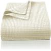 CHUFFED Coperta in 100% cotone, a nido d'ape, per letto king size, per letto e divano, morbida, leggera, traspirante, per tutte le stagioni, colore: beige, 230 x 270 cm