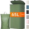 Lifewit Cesto Portabiancheria, Cesta Panni Sporchi con coperchio, Laundry Basket con Plastica Manici, Porta Biancheria Sporca per Bagno, Lavanderia, Camera da Letto, 65 L, Verde