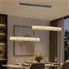 Vinilky Doppia lampada a sospensione lineare a LED, in cristallo, 80 cm | Lampada a sospensione a forma di isola da cucina, camera da letto, soggiorno, cucina