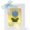 ENERGY GROUP Tulipano Crochet con Luci LED e Borsa Regalo con Fiocco - Idea Regalo San Valentino, Festa della Mamma -Compleanno- Anniversario (Celeste)