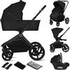 Lionelo Freya Trio Passeggino 3 in 1 per bambini 0-4 Anni/Fino a 22 kg | Navicella Pieghevole + Passeggino reversibile + Seggiolino Auto Ovetto I-Size 40-87 cm Sospensioni, Ruote PU, Capottina XXL