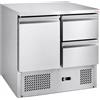 Ristoattrezzature Modello: 124450012017,Banco frigo saladette con piano in acciaio inox 1 porta 2 cassetti 90x70x85h cm - QN