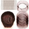 Hontaog 20 retine invisibili per capelli con 40 forcine per capelli, elastiche, per chignon, per donne, ragazze, caramelle per capelli (marrone)