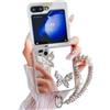 JLSDBMZ Custodia a specchio progettata per Samsung Galaxy Z Flip 5, graziosa custodia protettiva a specchio con farfalla lucida, argento elettrolitico, adatta per donne e ragazze