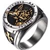 Flongo Anello di San Michele per Uomini: Medaglia Religiosa San Miguel Arcangel Anello Gotico Argento Anello Amuleto Gioiello Regalo, 13, Acciaio inossidabile