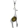 SilverAmber Jewellery Ciondolo in vera ambra baltica e argento sterling con giraffa senza catena, M389