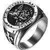 Flongo Anello San Michele per Uomini: Medaglia Religiosa San Miguel Arcangel Anello Gotico Argento Amulet Gioielli Regalo, 13, Acciaio inossidabile