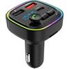 Amztour Trasmettitore FM Bluetooth Auto Accendisigari Kit MP3 Wireless a Ricarica Rapida QC3.0 2porte USB e 1 porta Type-C Adattatore Trasmettitore Bluetooth Auto Supporto USB/Scheda TF Chiamata Vivavoce