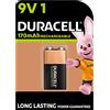 Duracell 1X Duracell 9V Ricaricabili 170 mAh (1 Blister Da 1 Batteria) 1 Pila