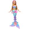 Barbie - sirena magia floreale, bambola con coda sfumata e fascia con perle, magica sorpresa e fiori che sbocciano