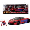 Spiderman, INVINCIBLE HEROES, MARVEL Jada toys marvel auto mclaren 720s, 19 cm, con personaggio spider-man (5 cm) incluso