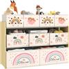 Mobile portagiochi per bambini a 3 livelli con 9 contenitori in tessuto, 93x30x70 cm, giallo
