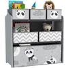 Scaffale portagiochi per bambini con 6 contenitori rimovibili in tessuto, 63x30x66cm, grigio