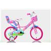 Peppa Pig Bicicletta peppa pig 14" bambina stabilizzatori portabambola cestino made italy freno caliper