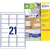 Avery Italia Etichette in carta riciclata bianca per buste e pacchi 63,5x38,1mm, 21 etichette per foglio, adesivo permanente, stampanti Laser, confezione da 15 fogli