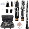 YoungMonic Ebonite - Clarinetto in Do con custodia rigida per il trasporto e kit per la cura professionale, 17 chiavi, con 2 barili, per principianti e orchestre, include ance, bocchino, tampone