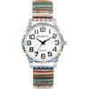 JewelryWe - Orologio da Donna Cinturino Elastico Numero Grande Cinturino Colorato in Metallo Retro Vintage Boemia