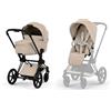 CYBEX Priam Comfort Cozy Beige 2in1 Con Navicella Richiudibile-Passeggino con Telaio Matt Black