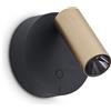 Ideal Lux ELF APPLIQUE A PARETE CON PRESA USB-C LED 3000 K 3W 200 lm DIMMERABILE NERO ORO ORIENTABILE