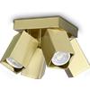 Ideal Lux DYNAMITE FARETTO OTTONE ORIENTABILE 4 LUCI ATTACCO GU10 LAMPADINA INCLUSA BASE QUADRATA FARETTI QUADRATI
