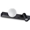 Ideal Lux APPLIQUE BINOMIO LED 6W 600lm 3000K NERO DIFFUSORE A SFERA E SPOT ORIENTABILE CON INTERRUTTORE