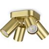 Ideal Lux DYNAMITE FARETTO OTTONE ORIENTABILE 4 LUCI ATTACCO GU10 LAMPADINA INCLUSA BASE QUADRATA FARETTI TONDI