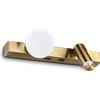 Ideal Lux APPLIQUE BINOMIO LED 6W 600lm 3000K OTTONE DIFFUSORE A SFERA E SPOT ORIENTABILE CON INTERRUTTORE