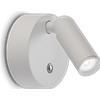 Ideal Lux BEAN APPLIQUE A PARETE CON INTERRUTTORE TATTILE LED 3000k 3W 200 lm BIANCO CON BATTERIA