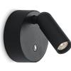 Ideal Lux BEAN APPLIQUE A PARETE CON INTERRUTTORE TATTILE LED 3000k 3W 200 lm NERO CON BATTERIA