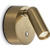 Ideal Lux BEAN APPLIQUE A PARETE CON INTERRUTTORE TATTILE LED 3000k 3W 200 lm OTTONE CON BATTERIA
