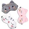 KALIONE Mascherina per dormire per bambini, simpatica maschera per gli occhi per dormire, 3 pezzi in stile cartone animato, maschera per gli occhi a forma di gatto, in morbido peluche, stile cartone animato,
